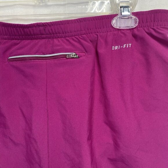 Nike Dri-Fit Drawstring Athletic Lined Shorts Women Medium Magenta Zipper Pocket - Picture 14 of 16